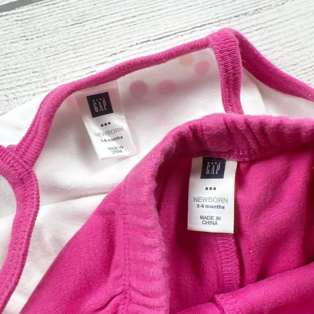 Baby Gap 2 Piece Outfit Set Polka Dot Tank Top + Pink Shorts 3-6 Months - Picture 3 of 4